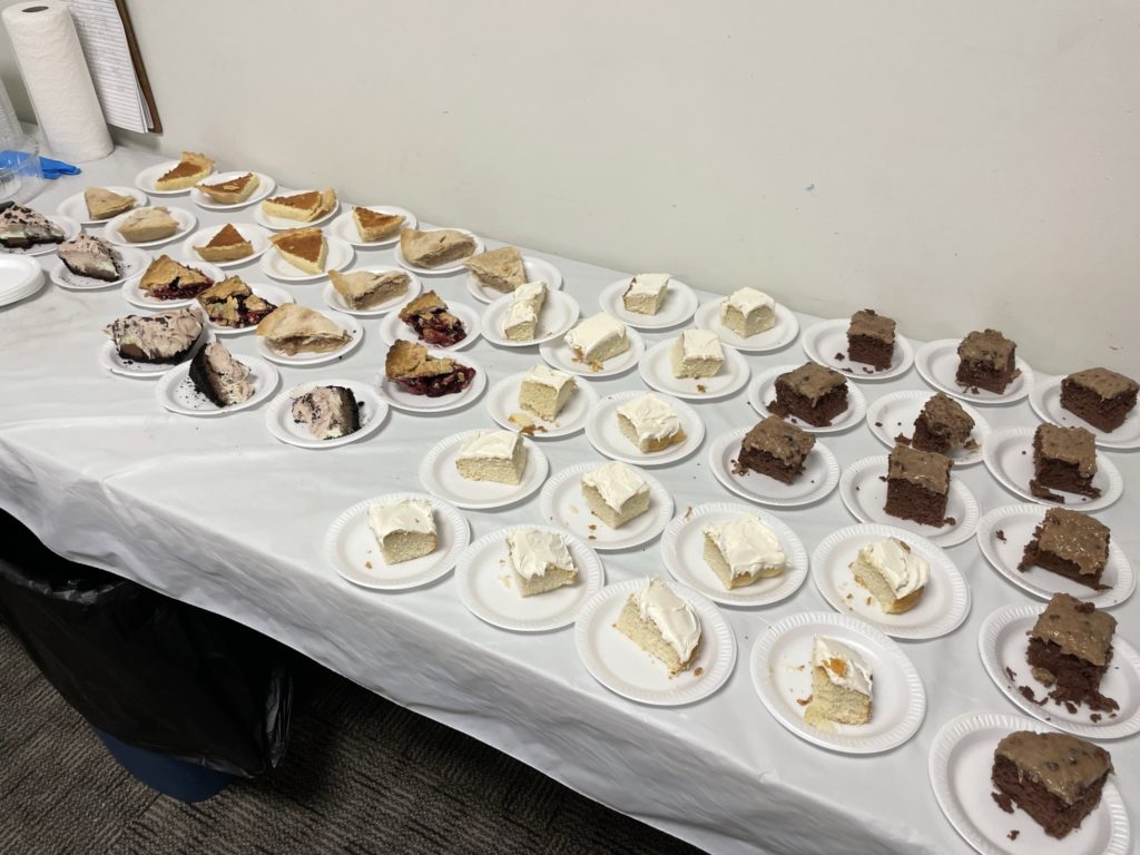 Dessert table from community dinners