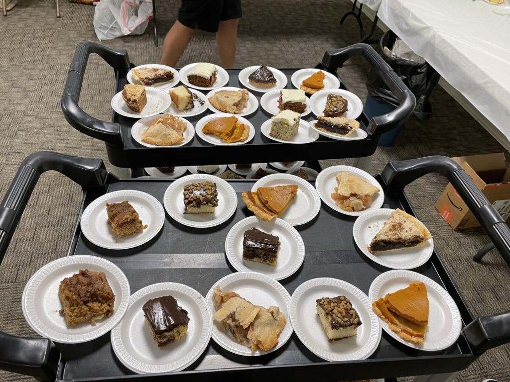 dessert cart from a community dinner