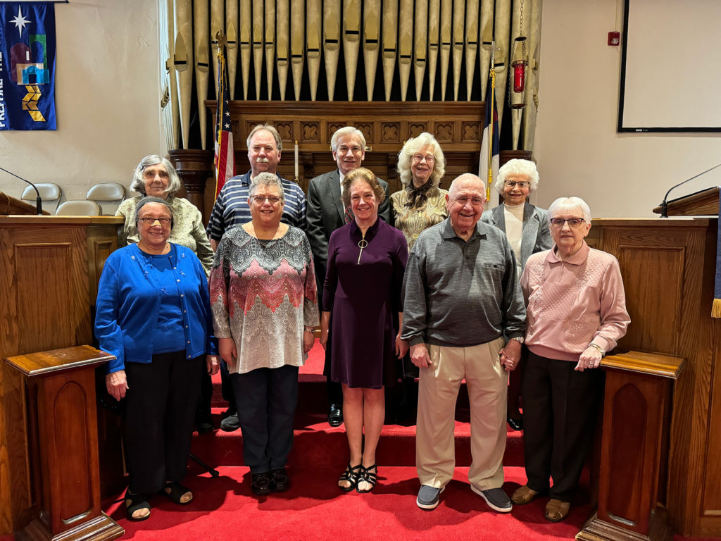 Our 50 year plus members after worship on December 17 in the sanctuary